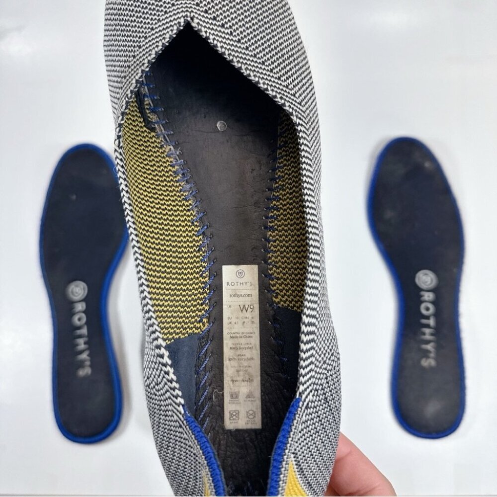 Rothy's Womens 9 Shale Ribbon Stripe Round Toe Flats - Picture 14 of 14